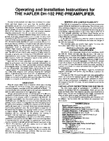 Hafler DH-102 - Service Manual 